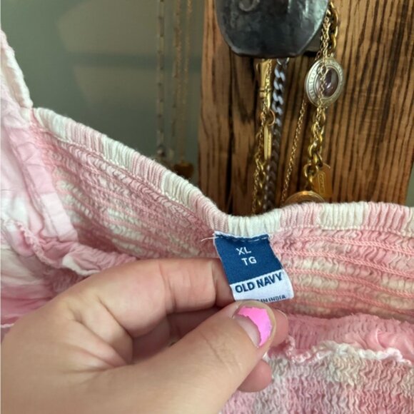 26.) Old Navy / Gingham / Pink & White / Smocked Top - Picture 3 of 5